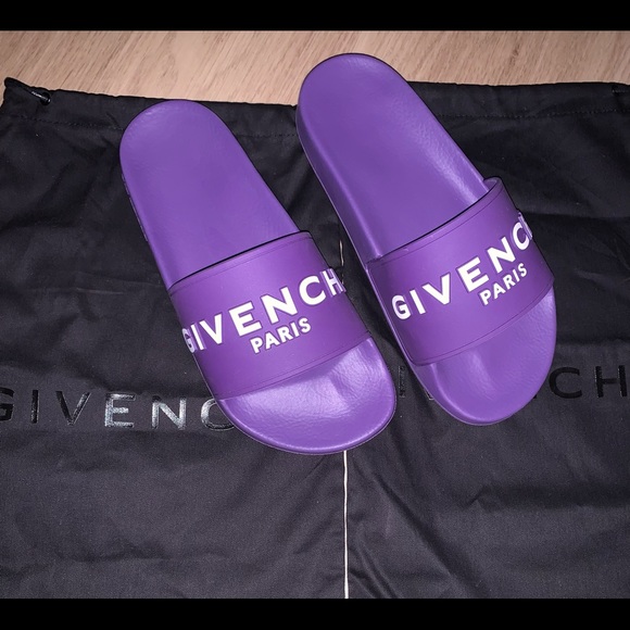 NEW GIVENCHY PARIS PURPLE LOGO POOL SLIDES SANDALS 36 6 RECEIPT AUTHENTIC - Picture 11 of 14